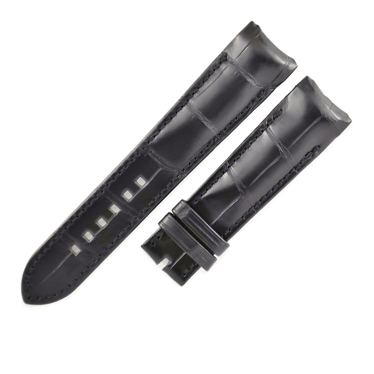 メンズ 未使用 純正 替え クロコ バンド ベルト ストラップ Mサイズ 21ｍｍ ブラック 黒