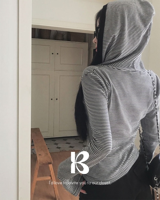 [MADE] ボーダーフーディー長袖Tシャツ ts1454