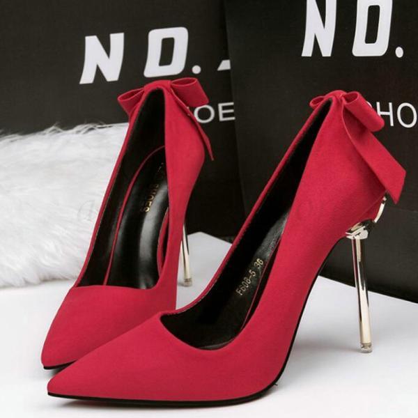10cmヒールスエード＆ポインテッドトゥパンプス パンプス レディース バックリボンパンプス パンプス 痛くない パンプス ハイヒール パンプス