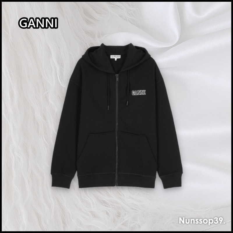 GANNI オーバーサイズ ソフトウェア ジップアップ フード