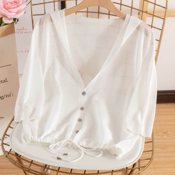 トップス カーディガン 袖付き 7分袖 襟なし Vネック 前開き 薄手 シースルー かわいい 大人可愛い きれいめ シンプル 大人 上品 おしゃれ かっこいい 大人女子 こなれ感 都会的 ラフ