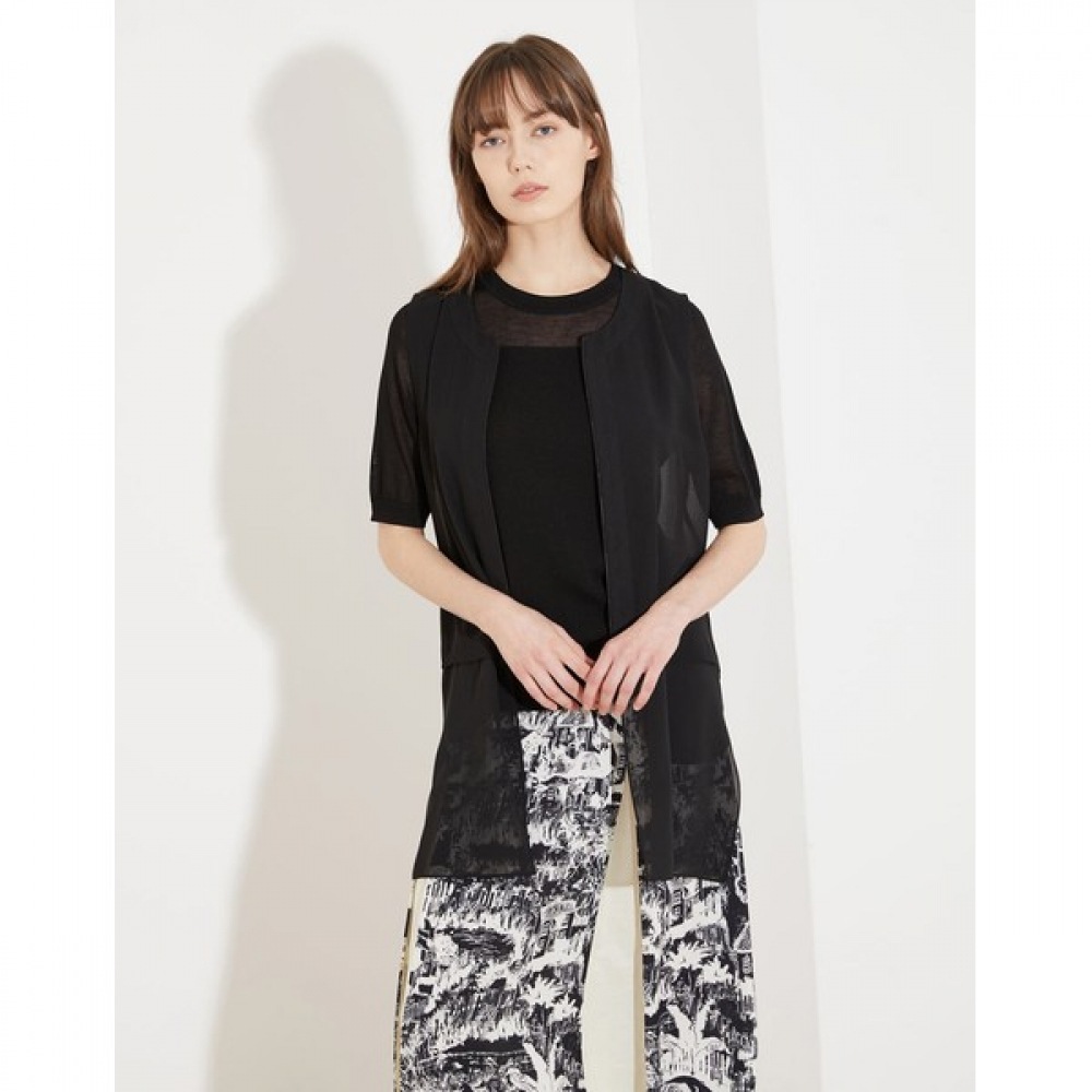 [オリビアローレン] カラーマッチングシフォンベスト_Vocqc3M5121