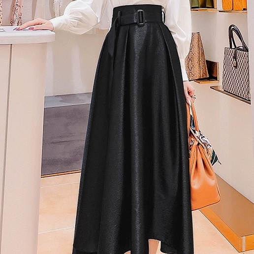レディース ボトムス スカートフレアスカートミモレ丈スカートミモレ丈 ウエストベルト 揺れる サテン かわいい 大人可愛い きれいめ シンプル カジュアル 上品 おしゃれ かっこいい レトロ
