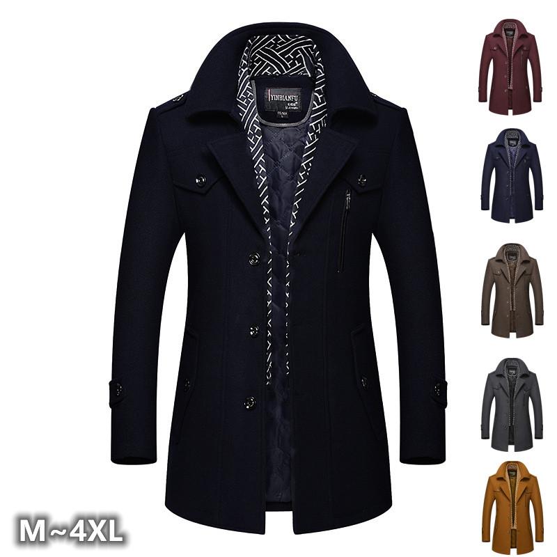 コートメンズビジネスコートチェスターコートトレンチコートウール冬物厚アウター通勤通学ロング丈羽織着痩せお洒落