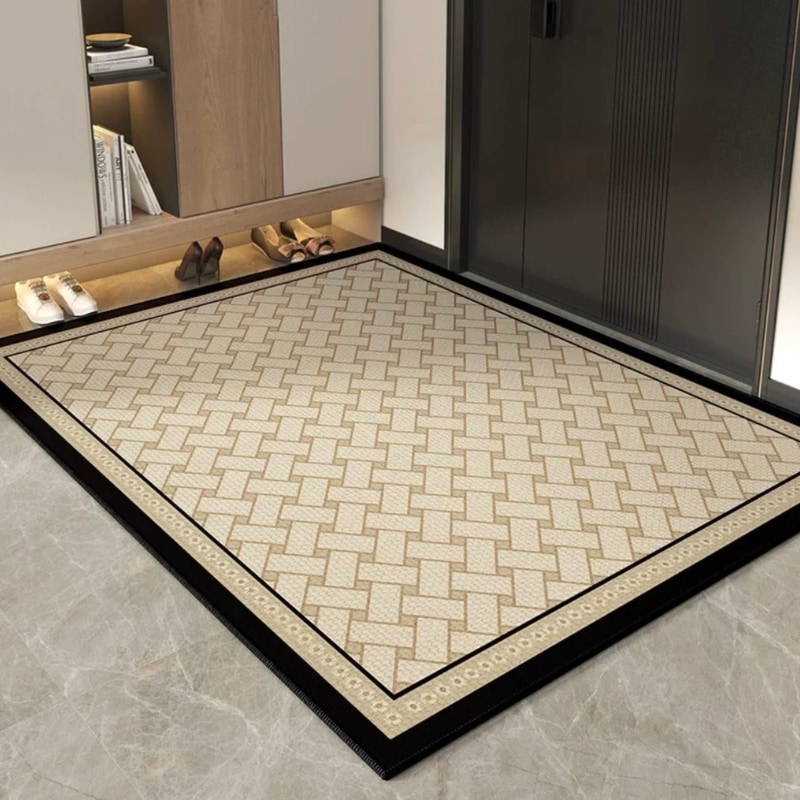 カーペット ラグ 絨毯 幾何学模様 シンプル モダン おしゃれ 玄関フロアマット 滑り止め ループパイル フリーカット ライトラグジュアリー