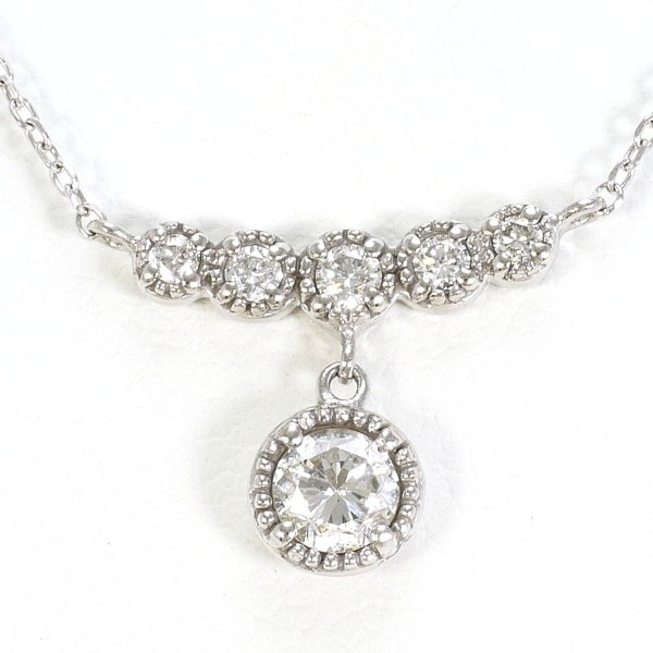 PT900 PT850 ネックレス ダイヤ 0.20 約1.5g ジュエリー 中古