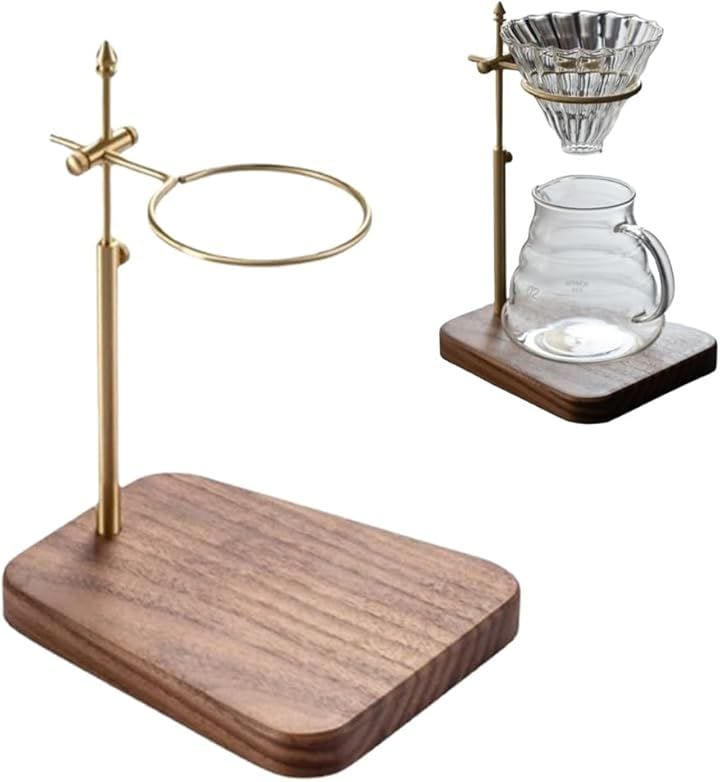 ドリップスタンド コーヒースタンド 木製 ドリッパースタンド コーヒーポットホルダー 高さ20～28cm 伸縮可能(木目調)