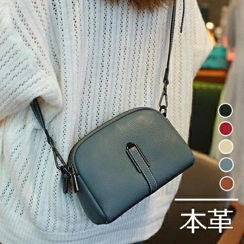本革 5色展開 コンパクトショルダーバッグ レディース 軽量 ダブルファスナー 20-50代 肩掛け/斜め掛け 通勤 おしゃれ 上品 母の日 プレゼント