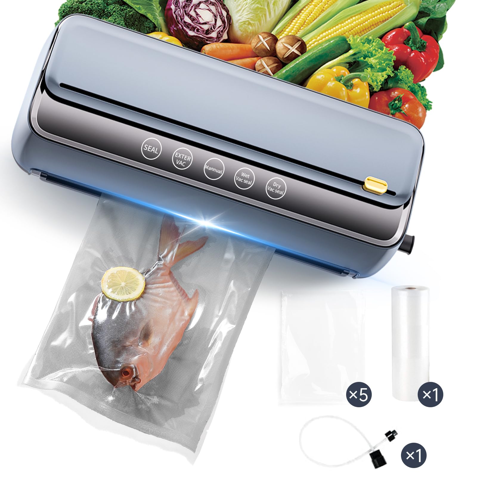 DoCatop 真空パック機 多機能 フードシーラー 汁物対応 真空パック 乾燥物/汁気物/キャニスター/手動脱気 85kPa 乾湿両用 脱気シーラー 真空パック 操作簡単 密封パック機 真空保存 外