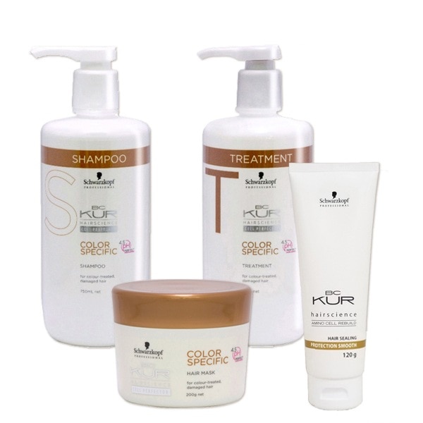 BCクア カラースペシフィーク シャンプー 750mL + トリートメント 750g + マスク 200g + プロテクションスムース 120g セット