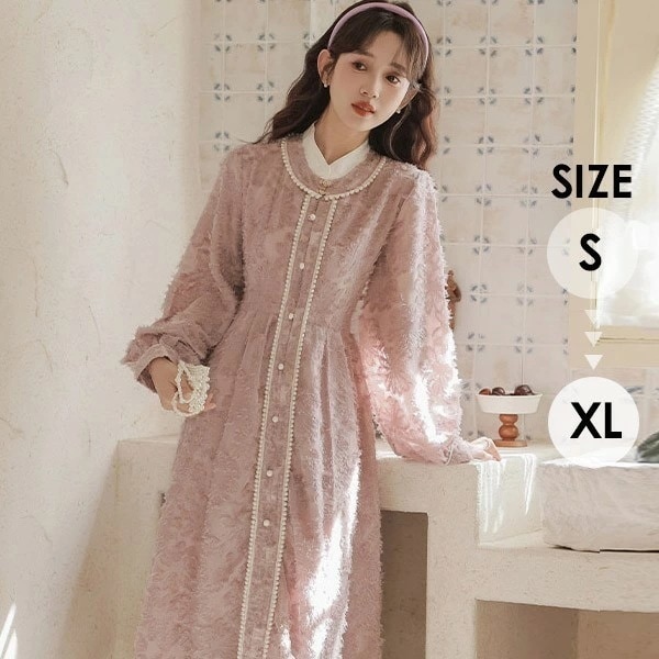 レディースドレスロング丈袖付き春秋 ワンピース 二次会 女子会 成人式 おしゃれ 可愛い ロングワンピース ゆったり パーティードレス 大人可愛い着痩せる