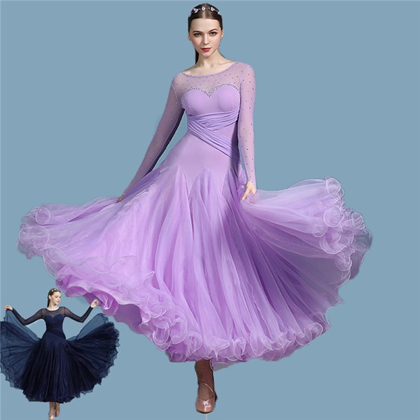 社交ダンス モダンドレス 社交ダンス衣装 ダンス発表会 大きい裾 豪華な社交ダンスドレス 競技着 練習着 演出用 社交ダンス ドレス スタンダードドレス ワルツダンス ダンス衣装 デモ用d1197d3