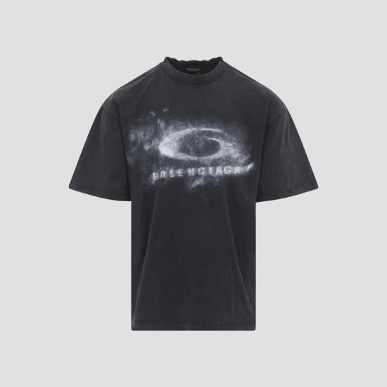 BALENCIAGA Men T-Shirts 764235 TTVN5 9034 WASHED BLACK WHITE