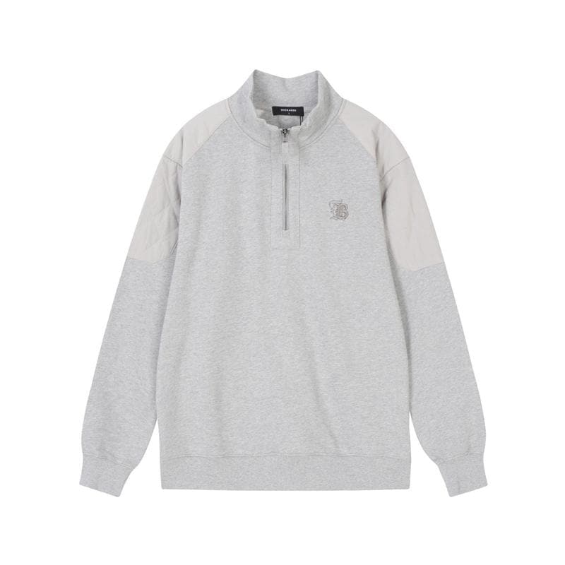 男性肩ウーブンキルティングパッチハーフジップスウェットシャツ B234TS350P