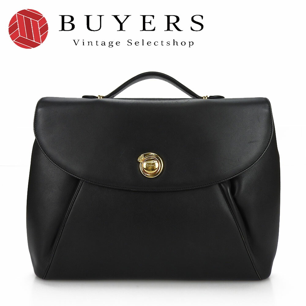 柔らかい CARTIER中古 Leather【中古 Gold Black Bag Hand 女性