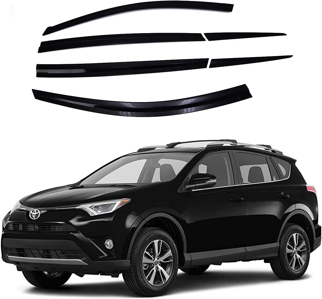 AUTOCLOVER トヨタ RAV4 2013-2018対応 ドアバイザー 6PCS スモークブラック テープオンタイプ ウィンドウバイザー 雨よけ