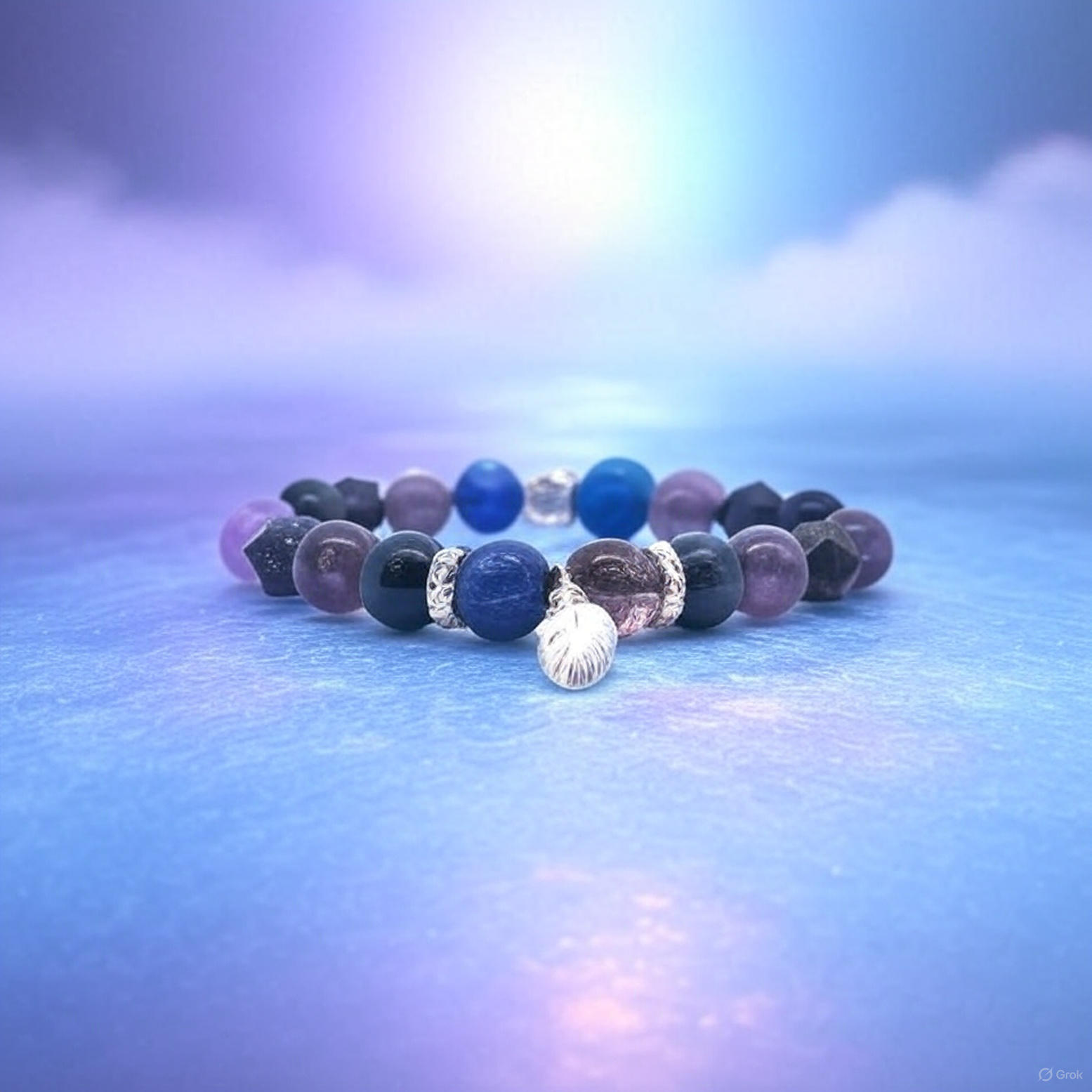 エネルギーフロー ブルーパープルアゲート タイガーアイストーン 風水クリスタル 祝福ブレスレット