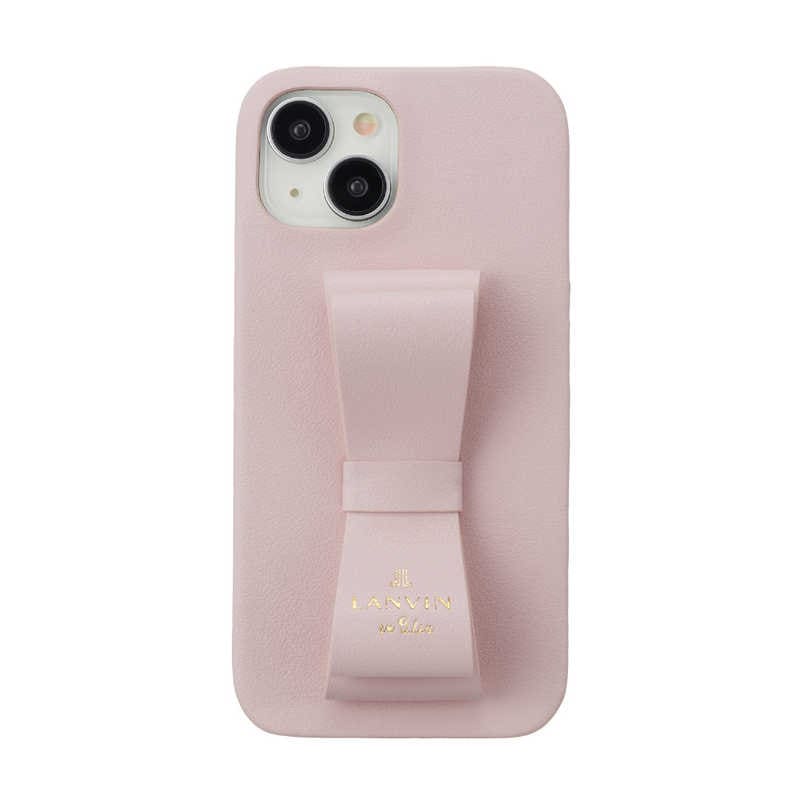 ランバン　Slim Wrap Case Stand ＆ Ring Ribbon iPhone 15 LANVIN en Bleu Sakura Pink　LBSPKSRIP2361