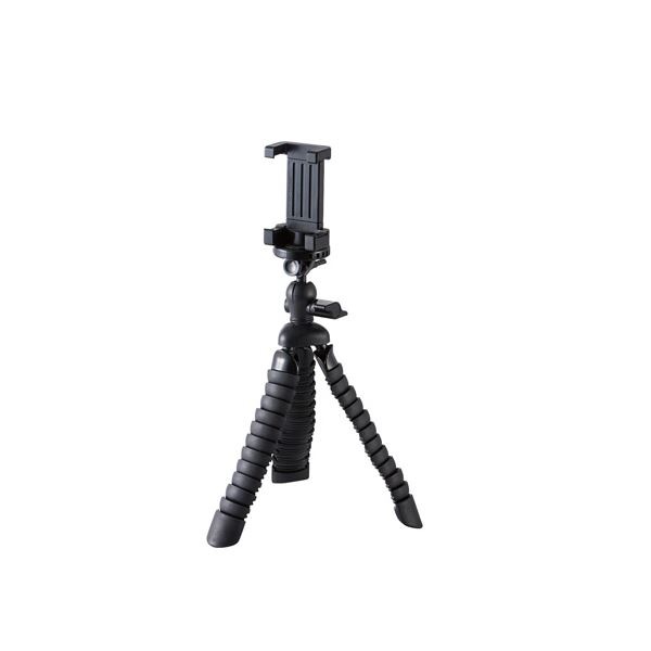 （まとめ）エレコム スマートフォン用/フレキシブル三脚/ブラック P-STFLBK(×2セット)