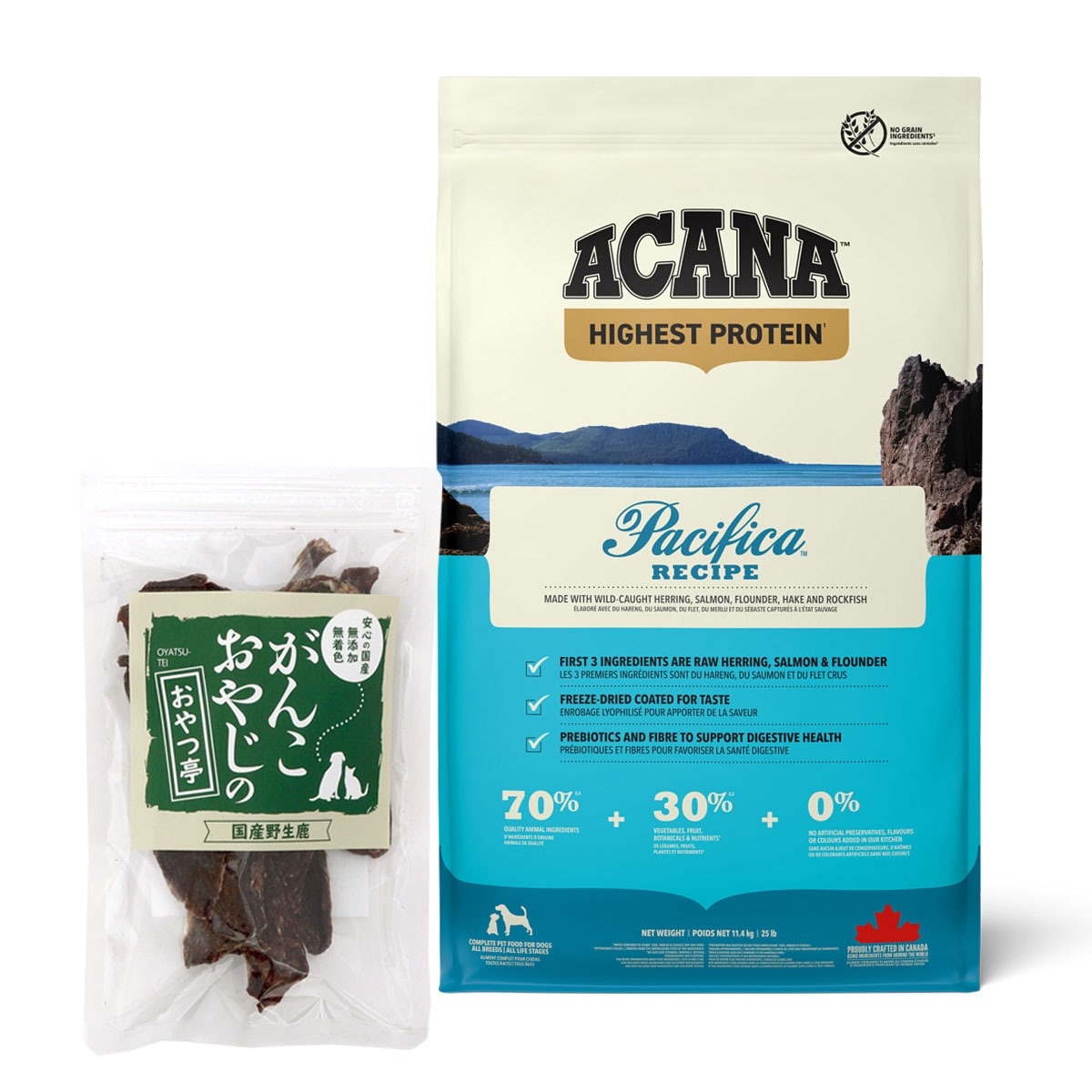 ハイエストプロテイン パシフィカドッグ 11.4kg ドッグフード【国産鹿肉ジャーキースモールカット40g付き】