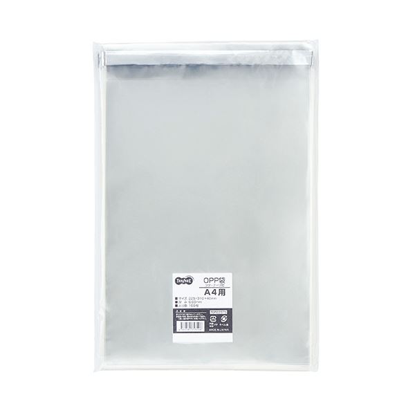 （まとめ） TANOSEE OPP袋 フタ・テープ付A4用 225×310+40mm 1パック（100枚） (×10セット)