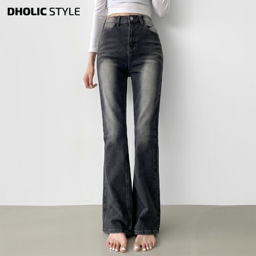 [メガ割りSALE]2TYPEハイウエストウォッシュフレアデニムパンツ・p576244