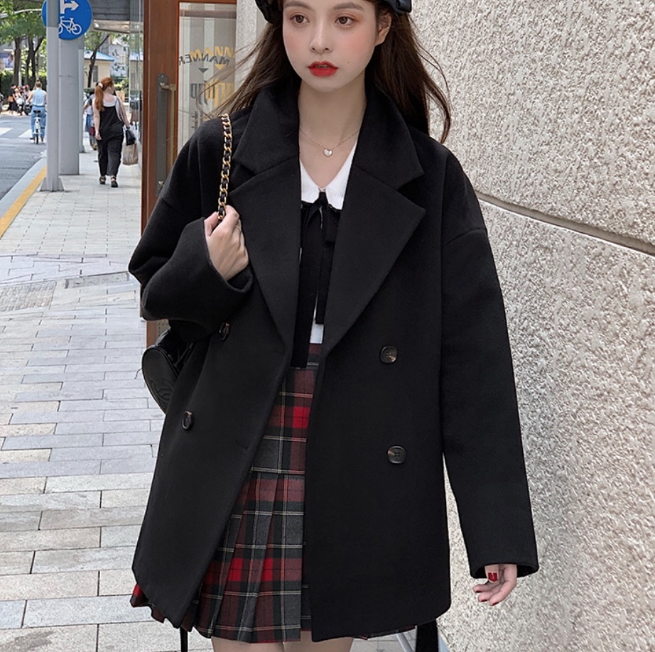 アウター デート コート 上着 袖あり 長袖 ウエストマーク 無地 冬 10代 20代 レディース 個性的 ブラック S M こなれ感 エレガント クール モード ラフ ルーズ マニッシュ