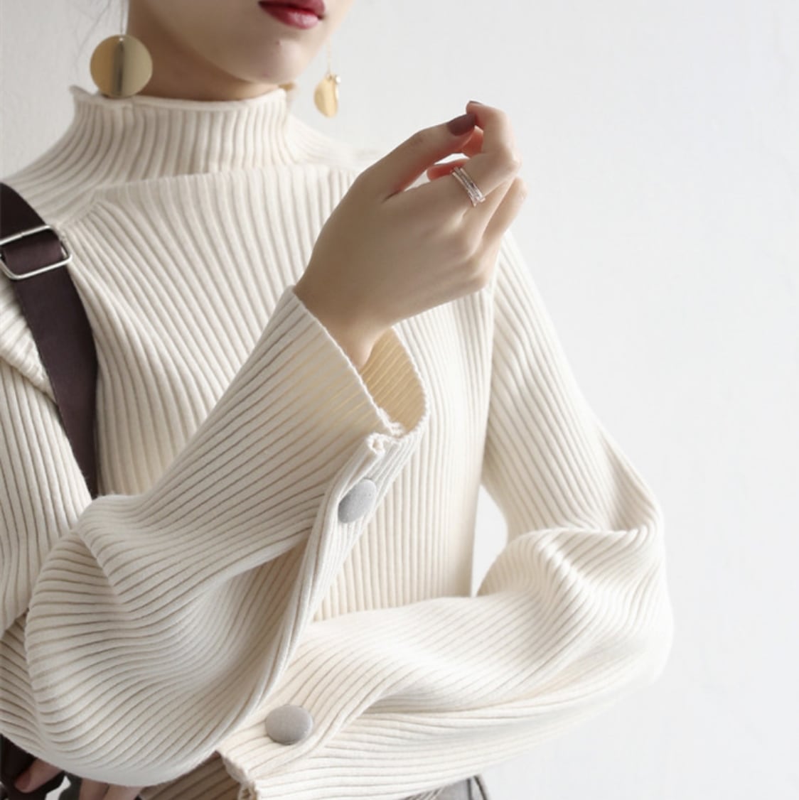 トップス カットソー ニットソー セーター ハイネック 袖あり 長袖 ホワイト グリーン カーキ ブラック 2XL ゆる 上品 おしゃれ 主役級 存在感 春 秋 冬 10代 20代 30代 個性的 6,273円