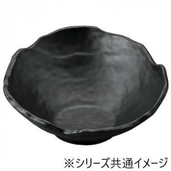 福井クラフト　メラミン27.5cm手びねり斜ちぎり丸鉢黒マット 75006310