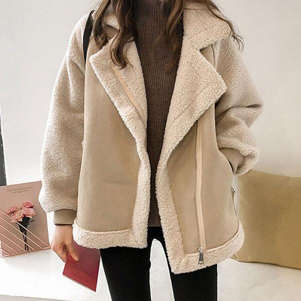 ムートン ボア ジャケット レディース アウター 長袖 韓国ファッション ムートンジャケット ボアジャケット 切り替えデザイン 暖かい 秋冬