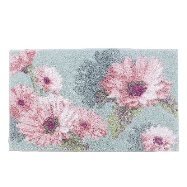 Thinka フランシール 吸着 50×80cm 玄関マット グリーン 滑り止め ズレ ラグ マット 花柄