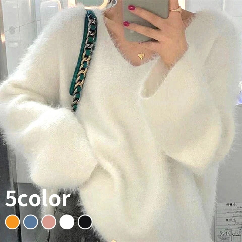 大人気！ ニットセーター 無地 フェイクミンクアウター ニットカーディガン 花柄ニット 人気なリブニット 長袖 レディースニットカーディガン インナー 大きいサイズ アンダーウェア V襟カシミヤタッ