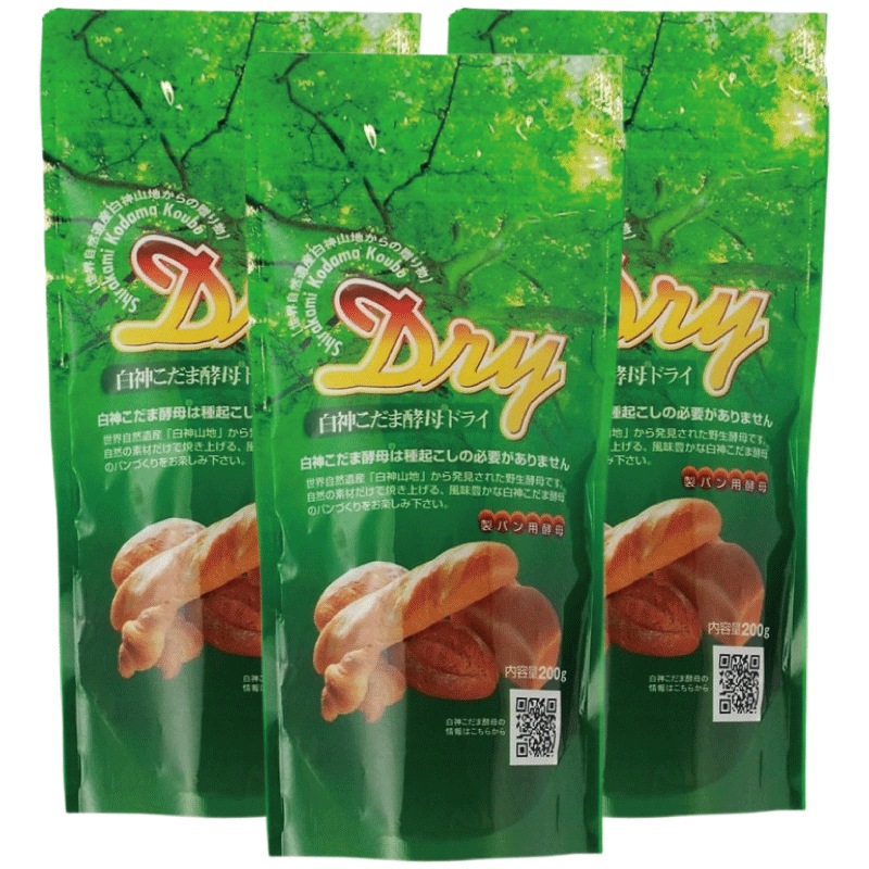 パイオニア企画 白神こだま 酵母 ドライ 200g 3袋 (製パン用酵母 天然酵母 ドライイースト)