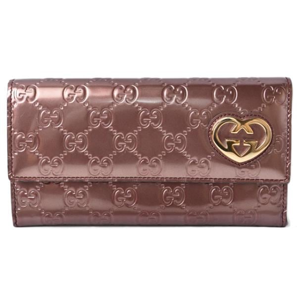 財布 GUCCI 長財布 GG柄/ハートシェープ/インターロッキングG メタリックバーガンディー 251861