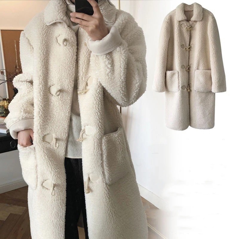 ダッフルコート レディース ムートンコート アウター ムートン ロング丈 長袖 コート 無地 フェイ