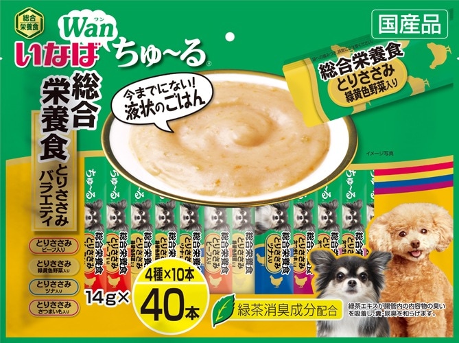 （まとめ買い）いなば Wanちゅる 総合栄養食 とりささみバラエティ 14gx40本 [x3]
