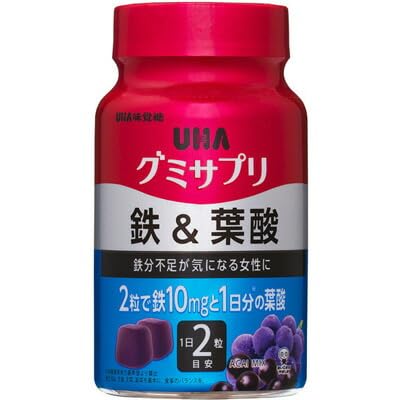 【全国送料無料】 ＵＨＡ グミサプリ 鉄＆葉酸 ボトル30日分×5個セット