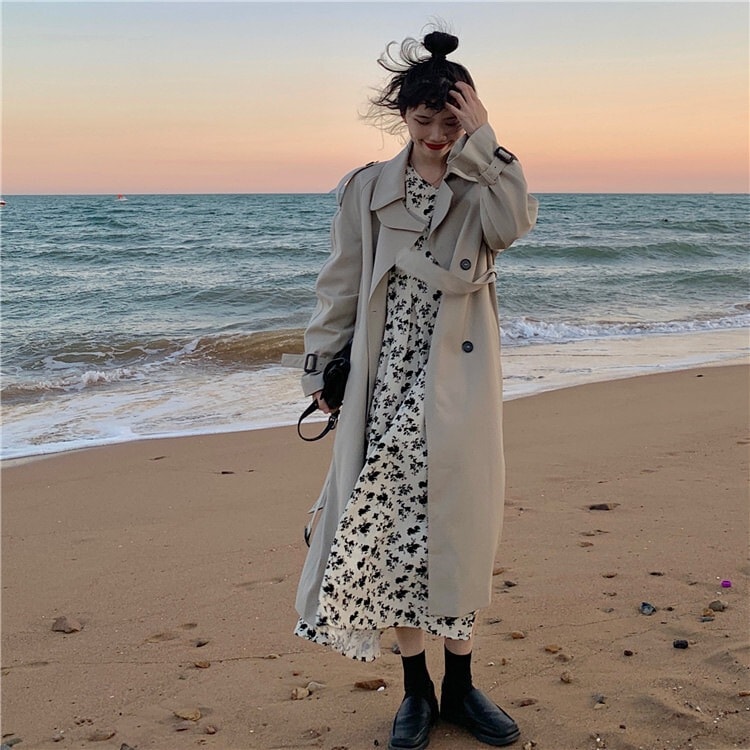 セットアップ アウター ワンピース ロングコート Vネック 花柄 プルオーバー ロング ロング丈 袖あり 長袖 ストレート かわいい 大人可愛い きれいめ カジュアル 大人 上品 おしゃれ お洒落