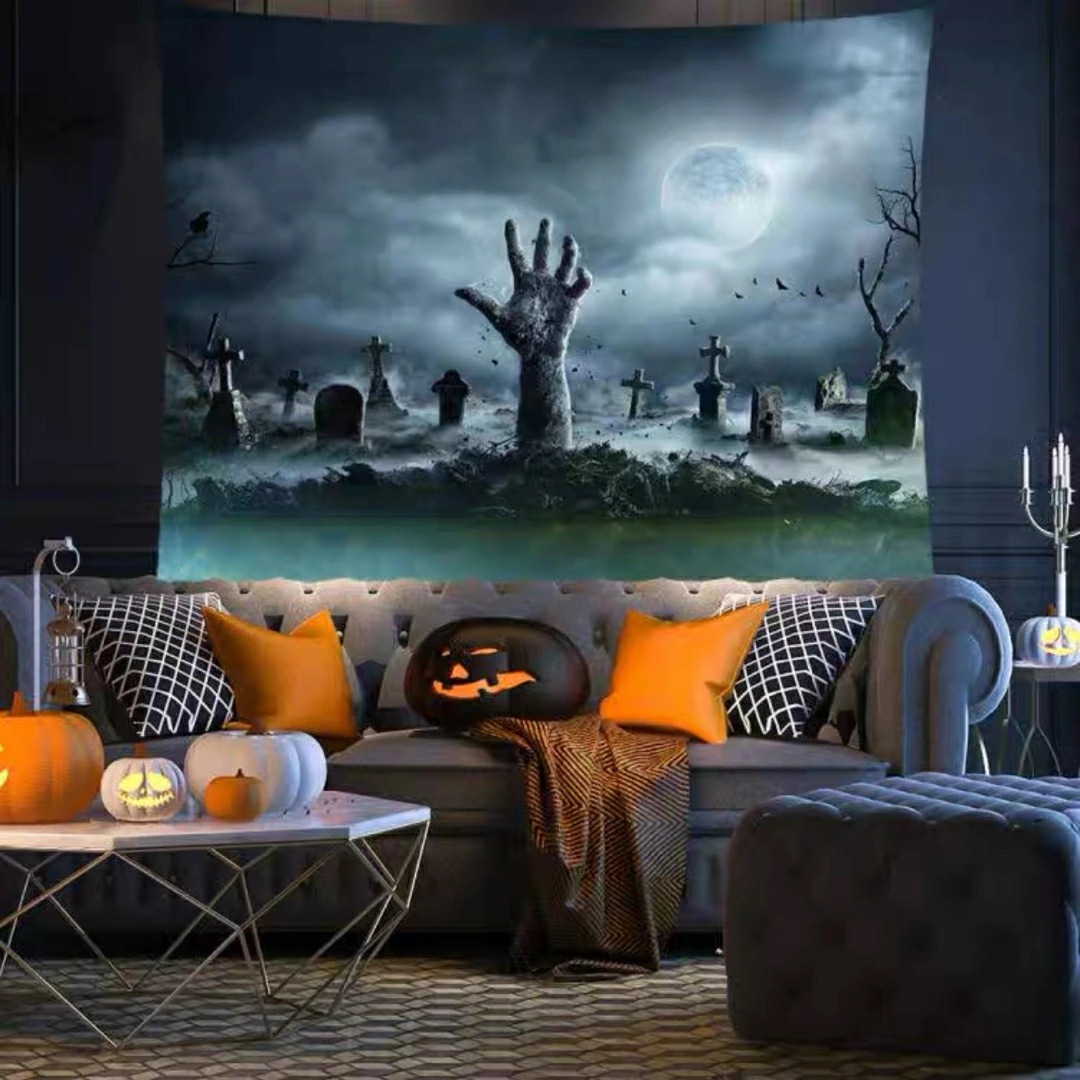 A060386タペストリー ハロウィン カボチャ布ポスター 壁面装飾 壁掛け飾り 窓 背景布 5,452円