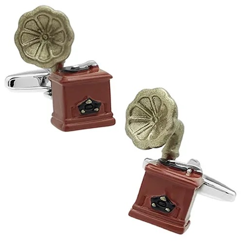 カフスボタン カフス レコードプレーヤー 蓄音器 カフリンクス メンズアクセサリー