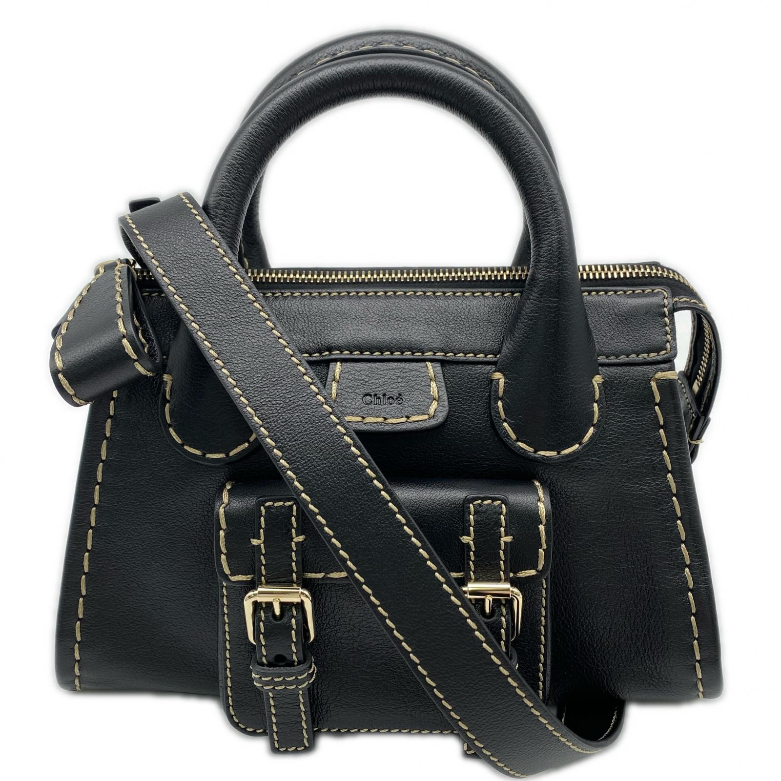 3日以内返品可 美品 2wayハンドバッグ レザー エディス ミニ 2WAYバッグ CHC21WS451F43 001 ブラック レザー レディース