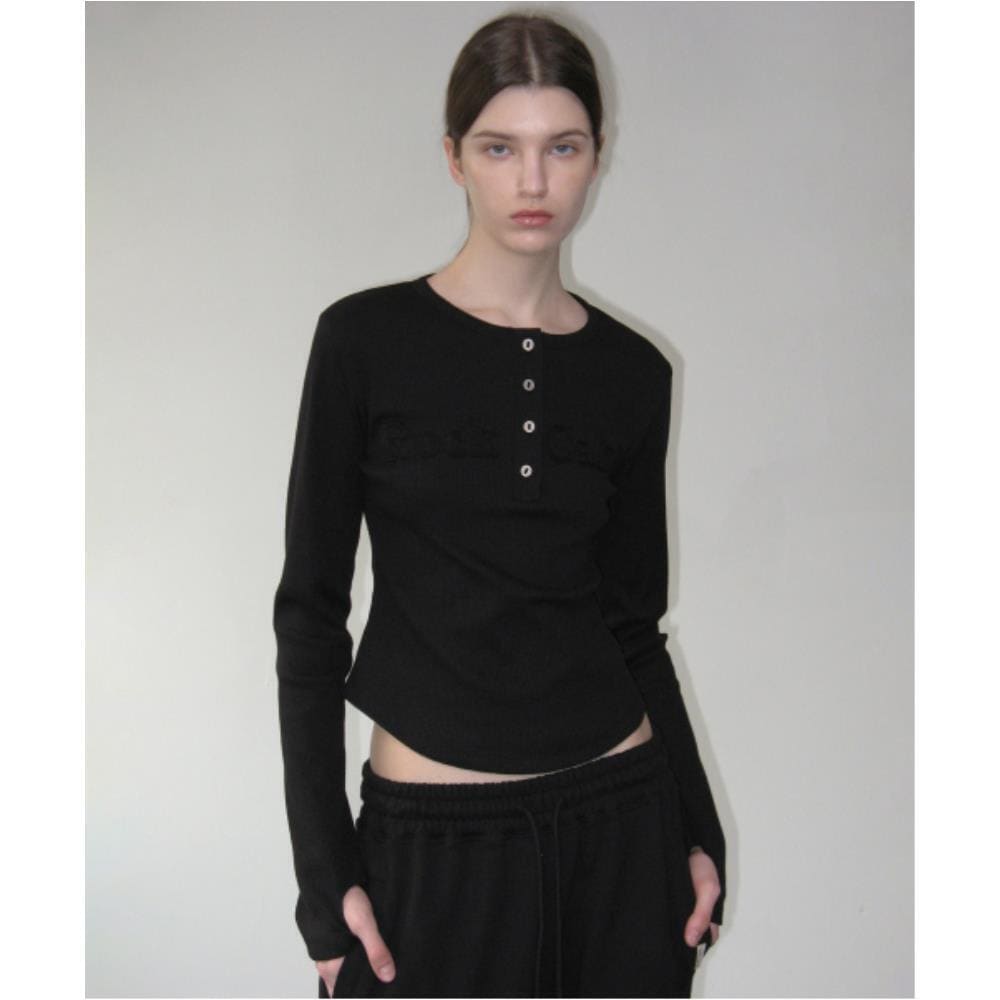 ROCKCAKE Applique Logo Button Top Black RC25TP16400BK
