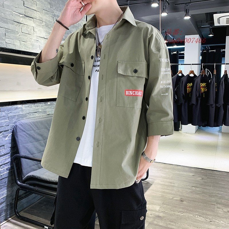 メンズ 字母プリント 春服 2タイプ カジュアル シャツジャケット 長袖 ジャケット アウター 秋服