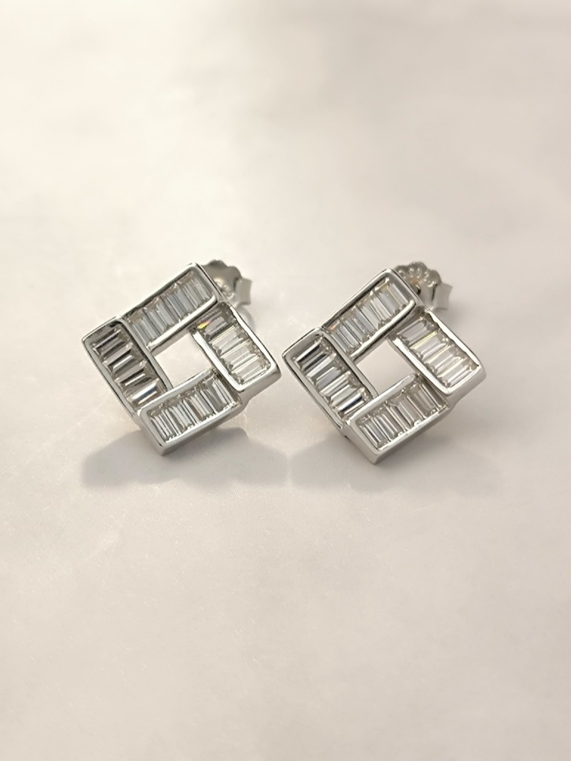 【Silver 925】幾何スクエアスタッドピアス