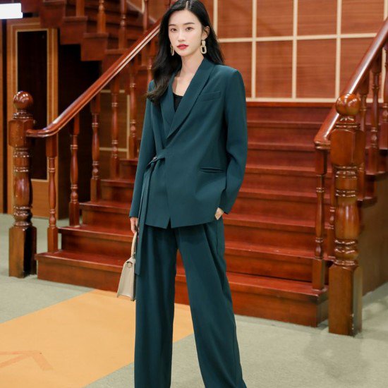 【取寄：納期2週間】セットアップ レディース スーツ 2点セット 上下セット ジャケット ボトムス パンツ ツーピース フォーマル きれいめ エレガント オフィス 襟あり シンプル 無地