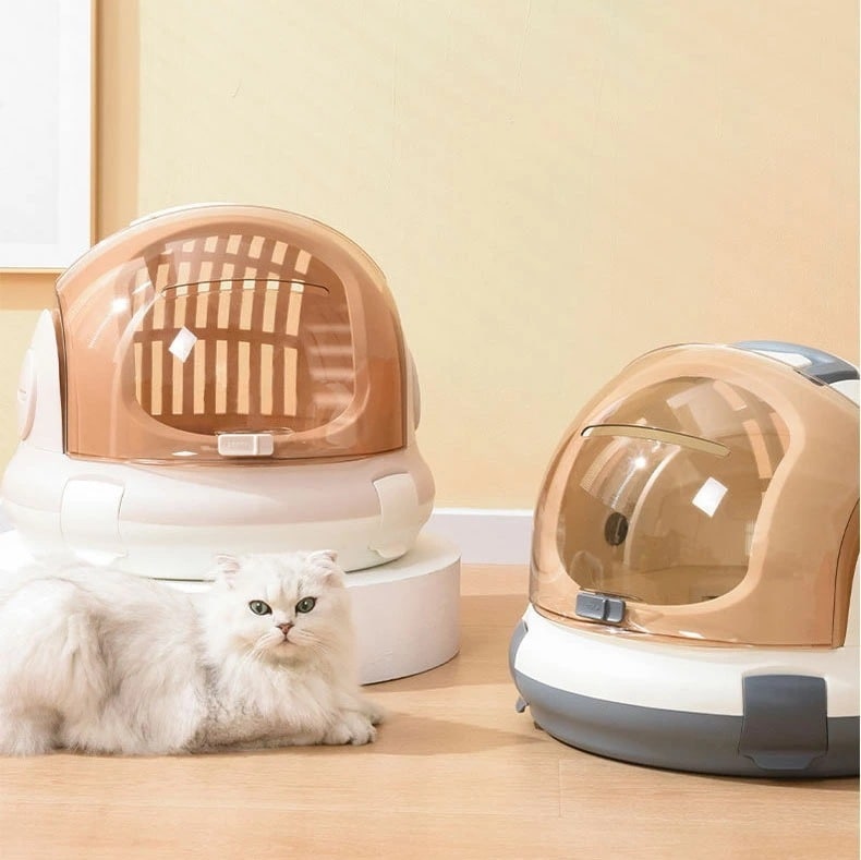 ペットキャリーバッグ 猫キャリーバッグ ハードキャリー 通気性 宇宙船タイプ 小型犬キャリーバッグ 安定性抜群 お出かけ用 旅行/通院/散歩/電車移動/避難用 飛行機 犬猫兼用 おしゃれ 45.5*3