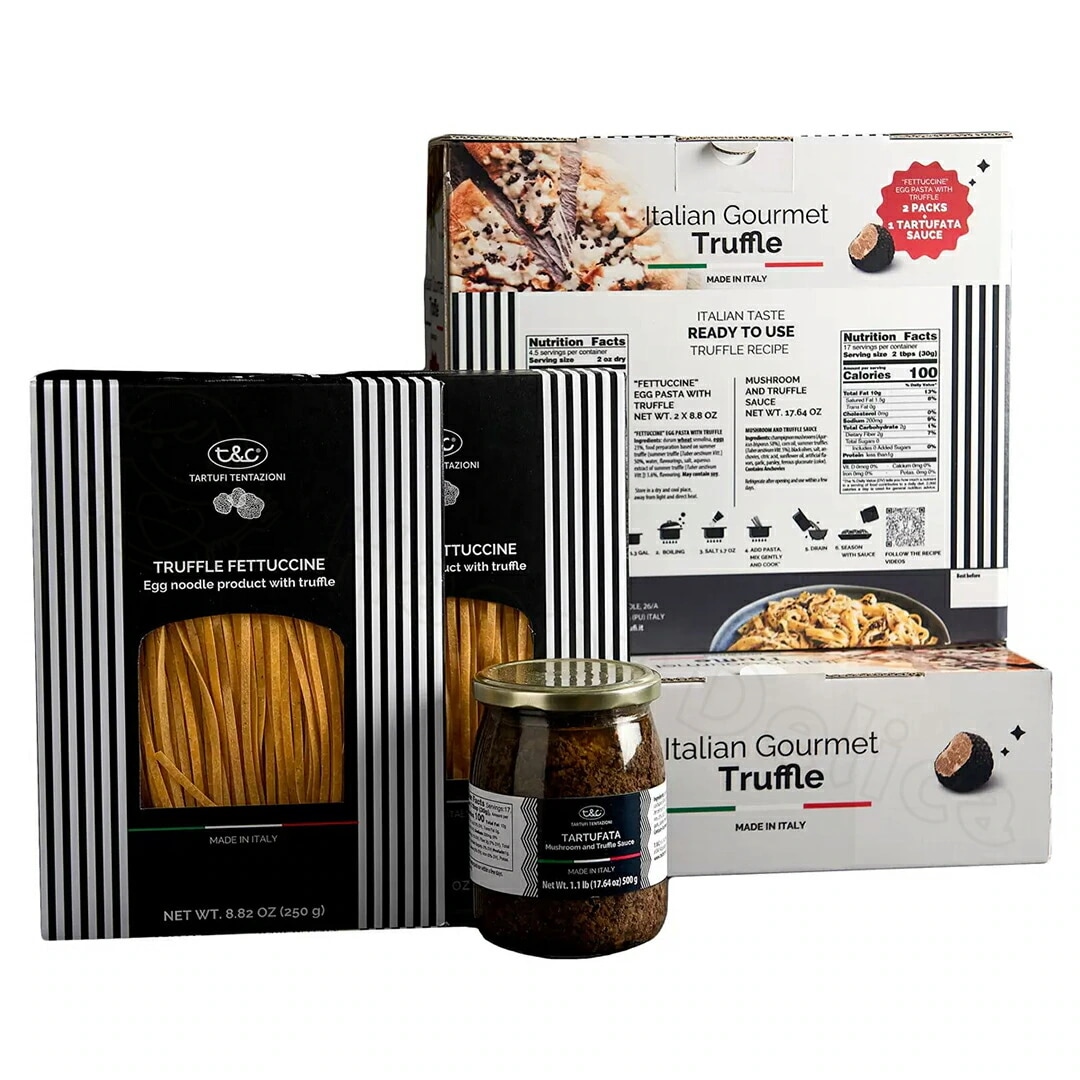 イタリアン グルメ セット フェットチーネ 250g x 2袋 ＆ パスタソース 500g x 1瓶 トリュフ パスタ イタリア 食品 洋食