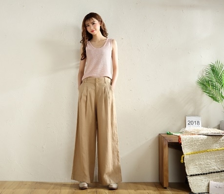 ワイドパンツ（麻）　0414