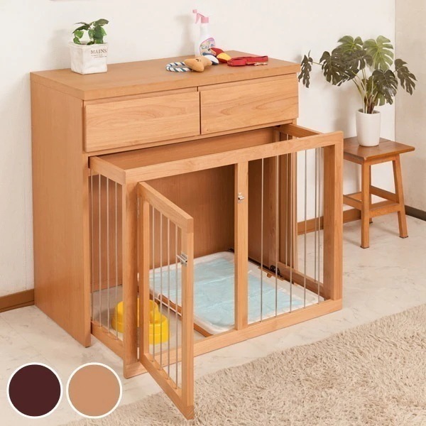 ペットケージ 家具調 スライド式 天然木 アルダー 幅90cm ペットサークル ケージ ハウス ペット ペット用品 ゲージ 日本製 完成品 木製 収納 省スペース 小型犬 中型犬