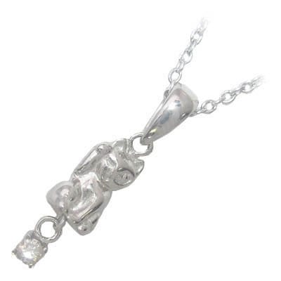 幸せを招く猫モチーフ ( 4月誕生石 ) シルバー ダイヤモンドペンダントネックレス楽ギフ_包装